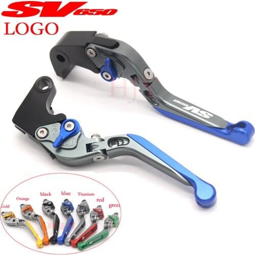 Red&Titanium CNC Adjustable Folding Extendable Motorcycle Brake Clutch Levers For Suzuki SV650 2016 2017(Laser Logo:SV650)