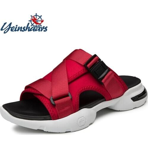 YEINSHAARS Summer Mens Gladiator Sandals Buckle Design Slip-on Casual Sandals for Male Fashion Men Beach Sandals Zapatillas