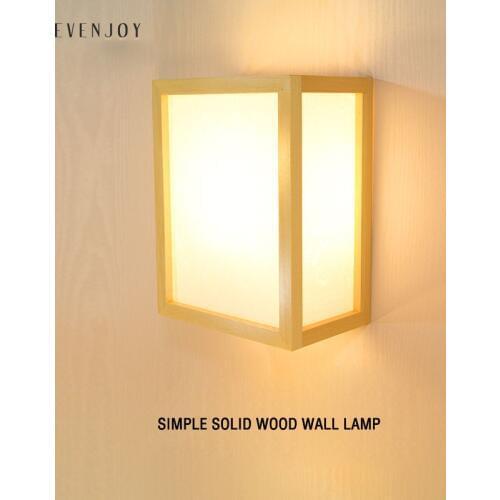 Modern Simple Japanese Tatami Style Solid Wood LED Wall Light Square Lamp for Aisle Corridor Bathroom Mirror Hallway Decoration
