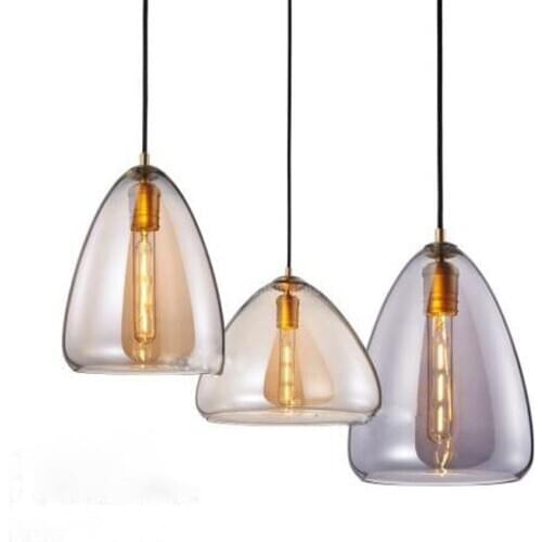 Modern LED Glass Pendant Lights Nordic Restaurant Cafe Bar Hanging Lights Living Room Pendant Kitchen Home Decor Light Fixture