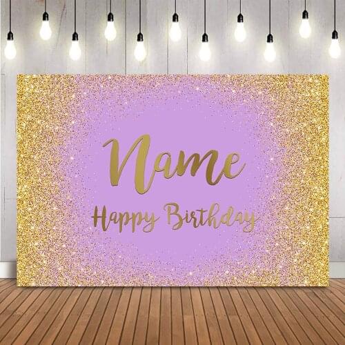 Light Purple Birthday Backdrop Gold Glitter Dots Background for Adult Women Theme Party Decoration Customize Supplies Banner