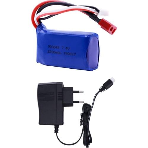 7.4V upgrade Battery with EU Plug charger for Wltoys A959-B A969-B A979-B K929-B RC Car Boat 7.4 V 2200mah battery for A959 cars