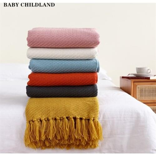 Knitted Blanket Nordic Bed Quilt Sofa Throw Blanket Tassel Decorative Blanket Cotton Tapestry Bedspread Travel TV Nap Blankets
