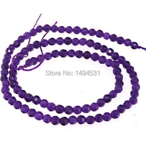Hig Quality - Faceted Dark Purple Stone 4mm Round Gem Loose Beads Strand 14 Inches Full Strand - Free Shipping