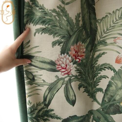American Retro Cotton and Linen Printed Curtains Leaf Blackout Curtains for Living Room Bedroom Study Curtains Customized