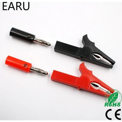55MM Alligator Clip + BANANA PLUG, Test Probe With 4mm Banana Plug Cable Clips Socket Battery Red Black
