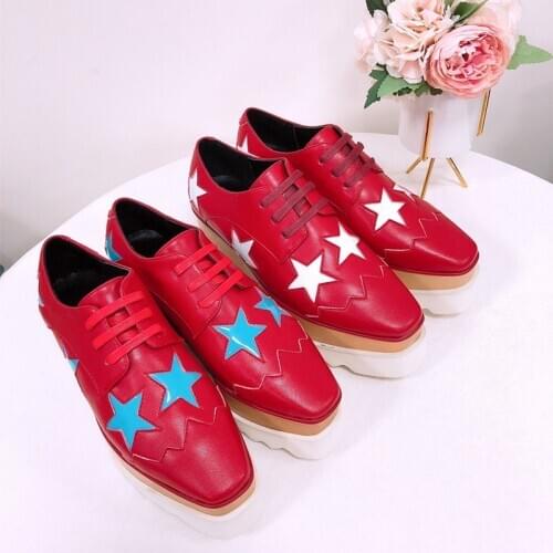 Italian Fashion Star Women Oxford Wedges Shoes 34 Colors Patent Leather Ladies Platform Sneakers Thick Bottom Flats