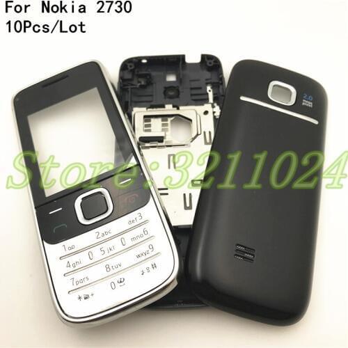 10Pcs/Lot Full Housing For Nokia 2730C 2730 Front Faceplate Frame Cover Case+Back cover/battery door cover+Keypad+Logo