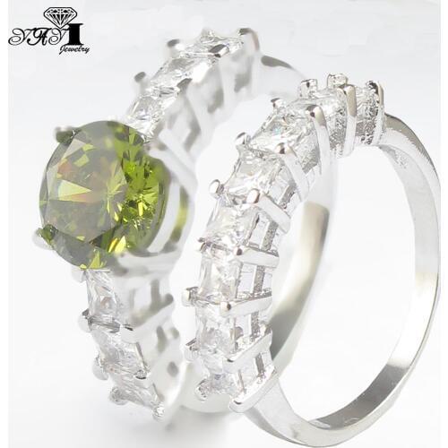 YaYI Fashion Women Jewelry Ring 2CT Green Zircon CZ Silver Color Engagement Rings wedding Rings Party Ring Gifts