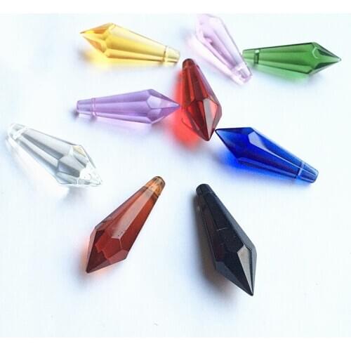 Top Quality 200pcs Mixed Colors 36mm Crystal Glass Icicle Prisms U Drop Lamp Chandelier Parts glass trimming parts hanging drop