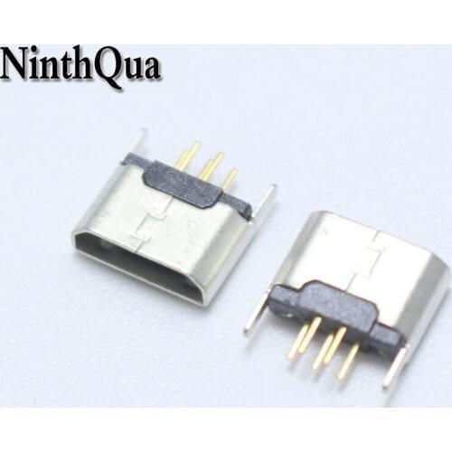 5pcs Micro USB 5PIN Female jack 3+2 Straight Pins Flat Edge Connector For Mobile Phone DIY Repair Parts