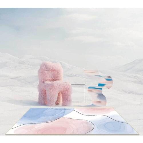 Abstract Simple Carpet For Home Living Room Grey Pink Blue Soft Floor Carpet Room Girl Children Play Mat Bedroom Decorations
