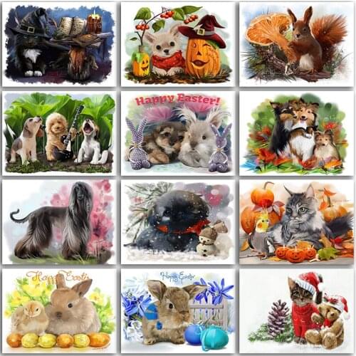 5D DIY Diamond Painting animals Cute dog cat Christmas Cartoon Full Square&Round Diamond mosaic Diamond embroidery Cross stitch