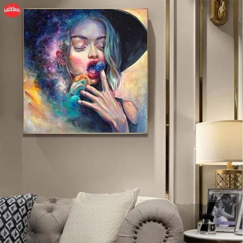 Diamond painting Fantasy art girl planet diamond embroidery full square/round drill puzzles gifts for the new year