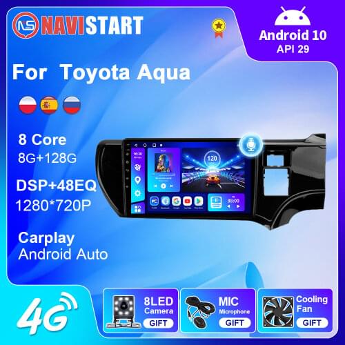 6+128G Android 10 Car 4G WIFI Radio Navigation GPS For Toyota Aqua 2011-2017 Multimedia Player Radio 2 Din DVD BT Carplay WIF