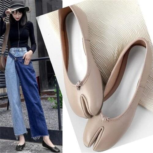 Ballet Flats Women Cow Leather Round Toe Flats Slip On Oxfords Loafers Ballets Ankle Boots 34 -40
