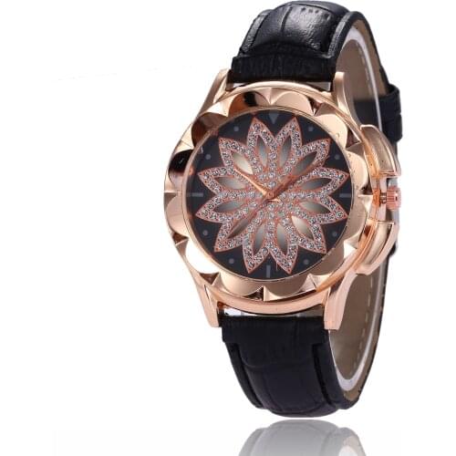 Rose Gold Women Elegant Wristwatch New Fashion Casual Ladies Watches Rhinestone Leather Strap Quartz watches girl gift clock