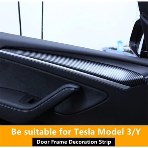 Tesla Door Decoration Patch Strip Protective Decoration Cover Trim Sticker For Tesla Model 3/Y 2021 Auto Interior Accessories