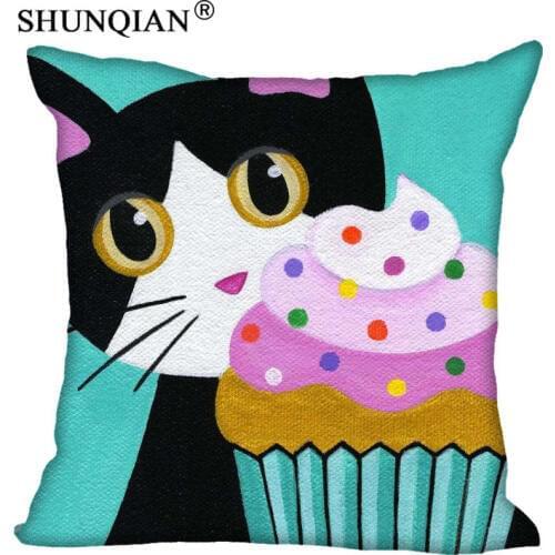 Painting Cat Pillowcase Square Zippered Home Decorative Pillow Cover Wedding Custom Gift For Two Sides Printed