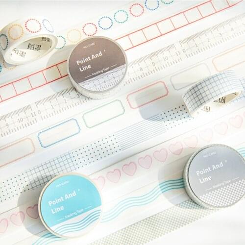 Dimi 15mm*3m 8 Designs Fresh Point And Line Tape Stickers Collage Masking Scrapbook Diary Decoration Tape Journal Stationery