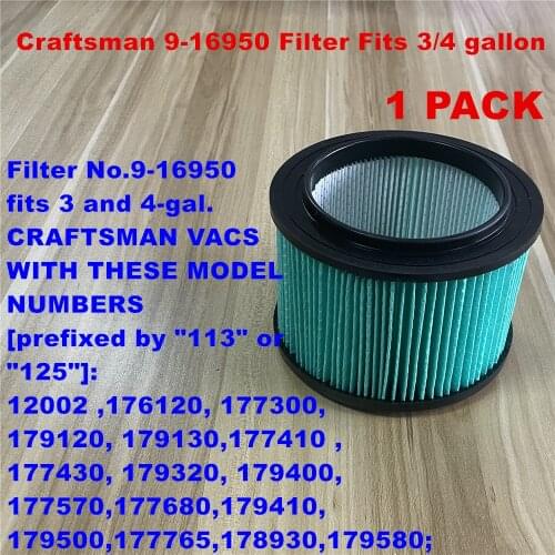 1 PACK Craftsman 9-16950 Filter Fits 3/4 gallon vacs HEPA material replacement filter