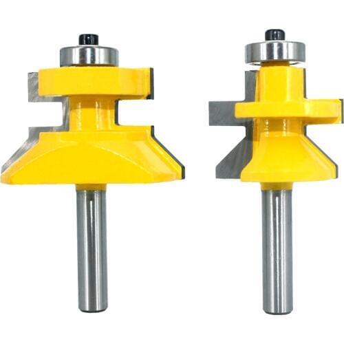 GTBL 2Pcs 8mm Shank Matched Tongue & V Groove Floor Wood Router Bit with Ball Bearings Tungsten Carbide Cutters for Wood