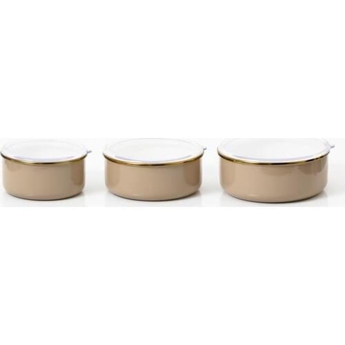 Herevin 14-16-18 cm Triple Vacuum Enamel Storage Bowl-Beige