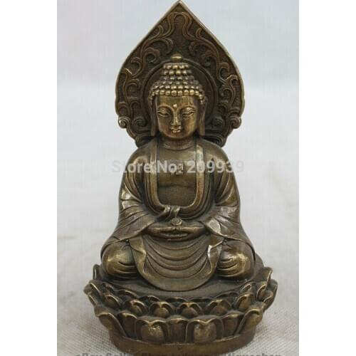 Huij 005572 5. Old Tibet Tibetan Buddhism Bronze Shakyamuni Amitabha Buddha pot statue