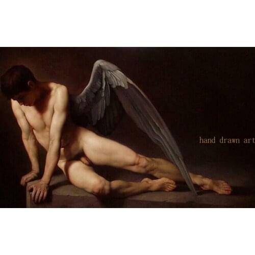 Perfect top art hand painted on canvas: charming art painting, fantasy man with dream wings 008