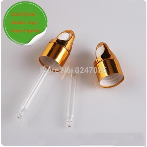 50pcs 100pcs 18mm Neck Size Basket Cap with Glass Pipette, Essential Oil Accessories Caps,Glass Dropper for Essential Oil Bottle