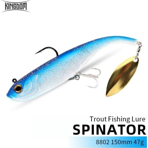 Top Seller KINGDOM SPINATOR Sinking Soft Fishing Lure 200mm 52g Soft Lure With Spoon&Plastic Tail Trout Fishing Lures Artificate