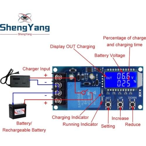 TZT DC 6-60v 30A Storage battery Charging Control Module Protection Board Charger Time Switch LCD Display XY-L30A
