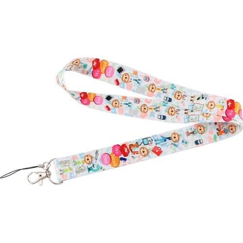 Cartoon Sloth Doctor Neck Strap Lanyards ID badge card holder keychain Mobile Phone Strap Gift Ribbon webbing necklace