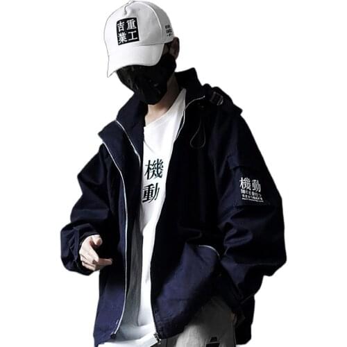2021 Spring Autumn Men Oversized Jacket Fashion Casual Loose Retro Bomber Coat Hooded Flying jacket
