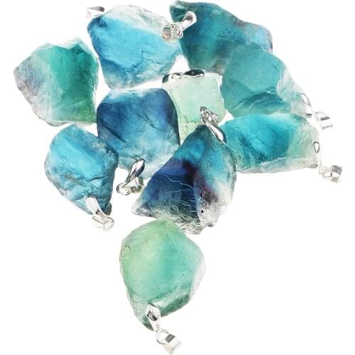 Natural Crystal Pendant Stone Colorful Green Blue Fluorite Stone
