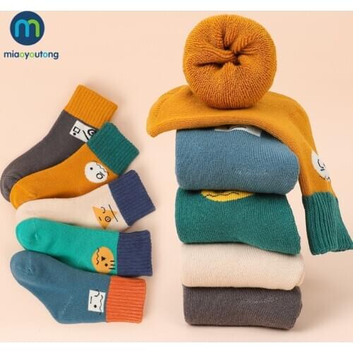5 Pairs/Lot Thick Terry Cotton Baby Kids Socks Winter Soft Warm Socks for Children Boys Girls Thermal Floor Socks Miaoyoutong