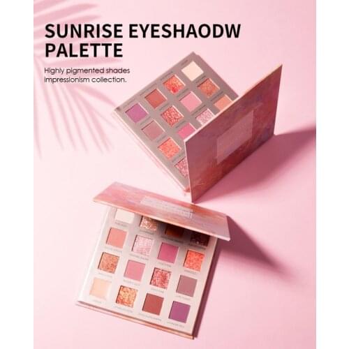 New Sunrise Eye Shadow Palette Matte Highly Pigmented Eyeshadow Powder 16 Colors Shimmer Long-wearing Eye Makeup