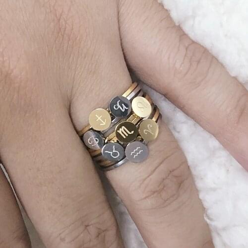 SHE WEIER constella ring stainless steel rings for women men gold finger ring constellations couple female jewellery girl