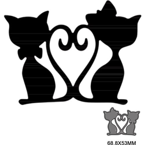 A pair of kittens Metal Cutting Dies Template Stencil for DIY Scrapbook Embossing Album Paper Card Craft Folder Decorative