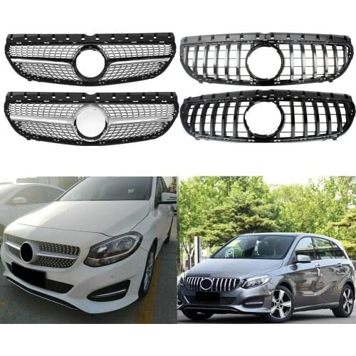 Front Racing Grille Facelift Bumper Grill For Mercedes-Benz B-Class W246 2015 2016 2017 2018 2019 GTR Diamond Black Silver