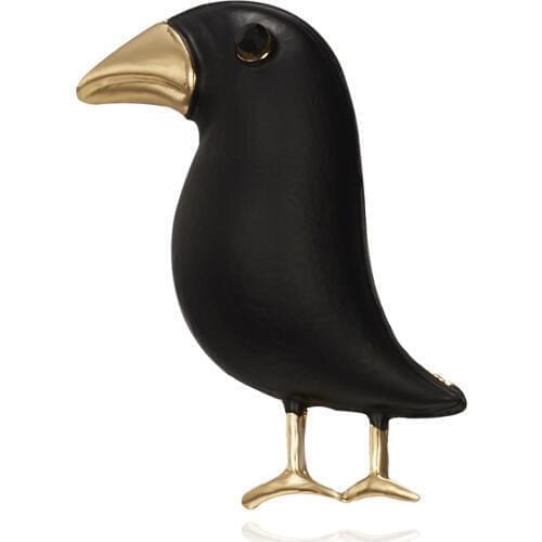Rinhoo Crow Brooch Black Paint Enamel Bird Animal Brooches Men Women Suits Dress Hat Collar Lapel Pins Scarf Buckle Jewelry Gift