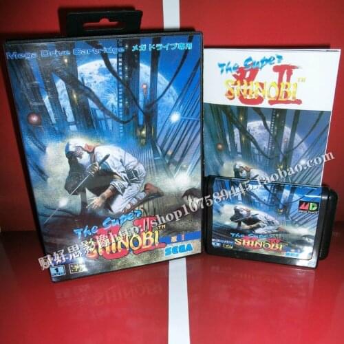 Sega MD game - The super shinobi 2 II with Box and Manual for 16 bit Sega MD game Cartridge Megadrive Genesis system