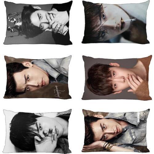 Nice Lee Jong Suk Pillow Cover Bedroom Home Office Decorative Pillowcase Rectangle Zipper Pillow cases Satin Fabric No Fade