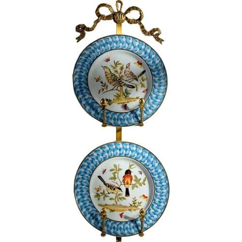 Zq American and European Style Blue and White Hand Drawn Plate Wall Decoration Plate Decorations Home Living Room Decorations