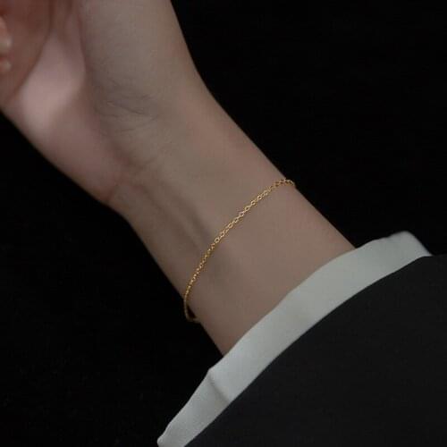 1mm thin Real. 925 Sterling Silver Jewelry Rolo Chain Bracelet adjustable Charm jewelry C-S4683