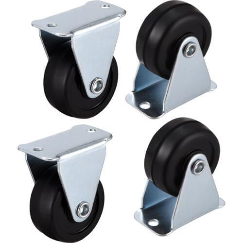 Uxcell 1.5 Inch Swivel Casters Wheels Rubber Caster Wheel with Brake 1.25inch Fixed 4pcs