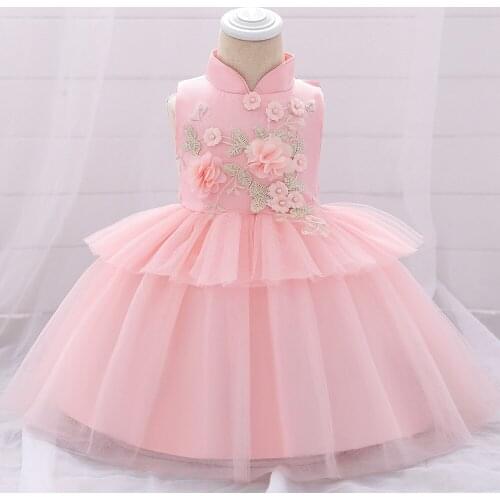 Baby clothes baby girl sweet net gauze applique high neck princess tutu skirt wedding dress birthday party dress girl dress