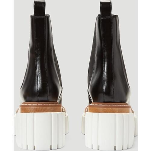 MUMANI Woman‘s Chelsea Boots Black Genuine Leather Pointed To New 2021 Autumn Winter ANKLE Boots High Heel Black Platform Shoe