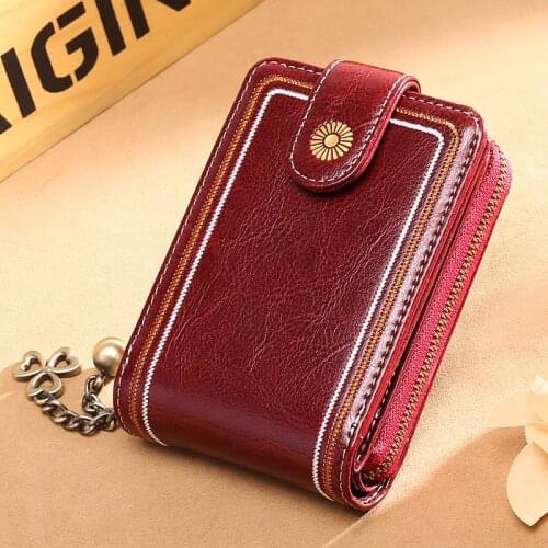 Genuine Leather Wallets Women Card Holder Female Casual Short Coin Purse Large Capacity Money Bag Wallet Gift For Girl