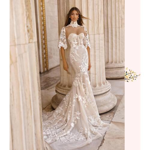 2019 Luxury Long Dress White Lace Embroidery Fashion Show Prom Evening Party Dress Elegant Vestidos Sequin Dresses Drop shiping